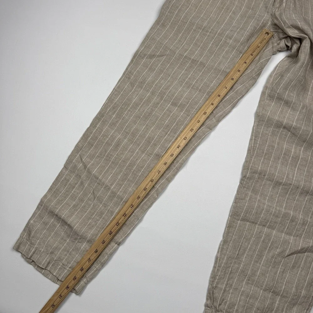 Vintage J.Crew Oarsman Pants Mens 32x30 Beige Linen Stripe Chino Straight Leg